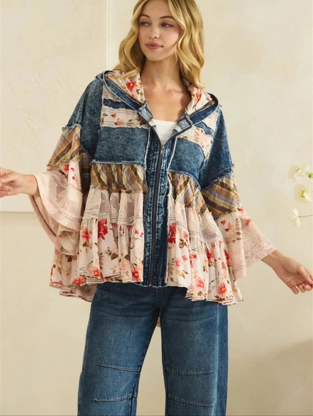 #1791 Oli & Hali Wildflower Wanderer Patchwork Hoodie - Picture 5 of 12